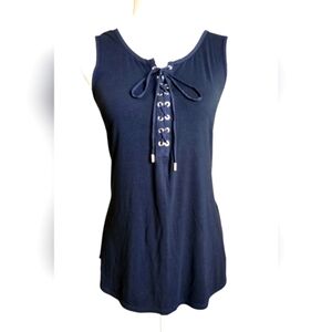 White House Black Market Navy Lace-Up Tank Top